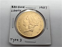 1907 $20 gold liberty