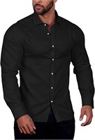 COOFANDY Men's Muscle Fit Dress Shirts Wrinkle-F