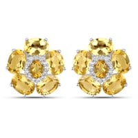 Plated 18KT White Gold 8.66ctw Citrine and Topaz E