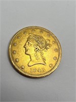 1843 $10 gold liberty coin