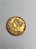 1903 S $5 gold liberty coin