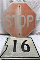Metal Street Signs: Stop & RT16 Sign
