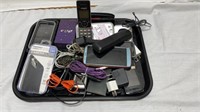 Tray of Mixed Electronics, Cell Phones, Charging &