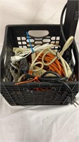 Crate full of Extension Cords and Power strips