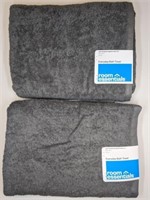 2 New Grey Room Essentials 100% Cotton Bath Towels