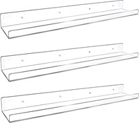NEW $50 3 PK 24-Inch Long Clear Floating Shelves