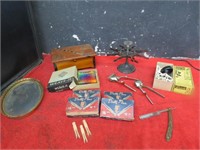 Wood trinket box, stamp holder, dolly pins,