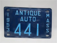 1953 Antique auto Mass license plate. 441