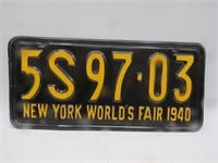 1940 New York worlds fair license plate.