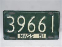 1951 Massachusetts license plate.