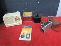 Westinghouse radio, camera, film roll.