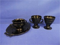 (4) Piece Black Glassware