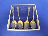 Set Of (4) 1967 Gold Plated Centennial Spoons