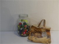 Jar with Bag  Full of marbles and small balls