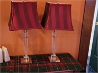 2 Vintage Lamps with glass/crystal base