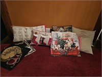 Assorted Christmas Pillows & Pillow Slips