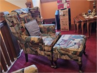 Wingback "Book Chair" and Foot Stool
