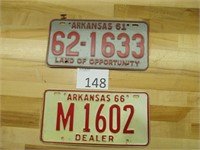 1961, 1966 Arkansas License Plate