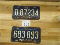 Two Indiana License Plates