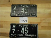 Two 1960 Iowa License Plates