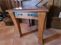 Solid Wood End Table With Metal Trim Matches 96