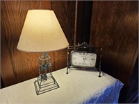 Ancors Decorative Clock and Metal Leaves Lamp