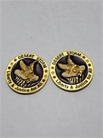 Pair of Desert Storm Challenge Coins