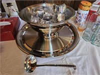 Punch Bowl, Ladle, 12 Cups & Platter