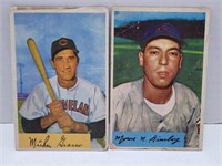 1954 Bowman Baseball Cards 2 Units