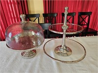 Glass Covered Cake Platter + Two Tier Serving Tray