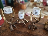 Brass Look Antler and Birch Bark Candle Holders
