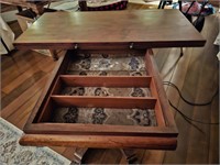 Folding Pedestal Table with Silverware Drawer