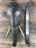 Wood African elephant carving 16"