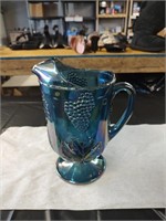 Large Blue Indiana Carnival Glass Pitcher small