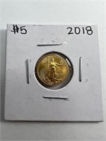 2018 $5 1/10oz gold liberty coin