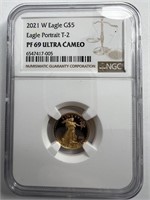 2021 W  $5 1/10oz gold eagle coin