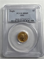 1993  $5 1/10oz gold eagle coin