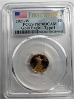2021-W  $5 1/10oz gold eagle coin