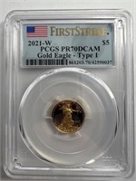 2021-w  $5 1/10oz gold eagle coin