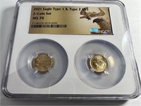 2021 2 coin set  $5 1/10oz gold eagle coin