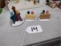 (3) Porcelain Chirstmas figures, kids on bench