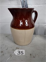 Stoneware crock pitcher (cracked) 10"tall