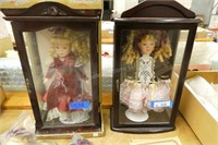 2 Camellia Garden porcelain dolls with cabinets