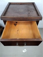Dark brown wooden end table w/ drawer,