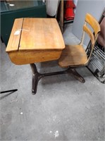 Vintage school desk w/ attached chair