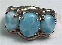 Sterling Silver Blue Larimar Cabochon Ring 4 Grams