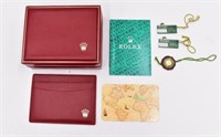 Red Leather Rolex Watch Box w acc