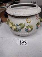 Floral clay flower pot