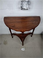Wood half oval wall table, 24"x24Wooden walking