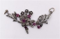 Designer Sterling Pink Stones Floral Pendant